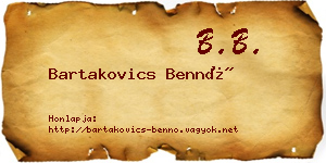 Bartakovics Bennó névjegykártya
